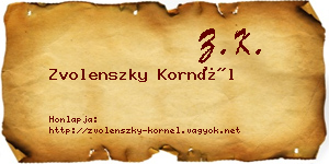 Zvolenszky Kornél névjegykártya