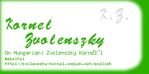 kornel zvolenszky business card